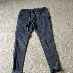 Women's Charcoal Drawstring Joggers with Ribbed Knee Panels